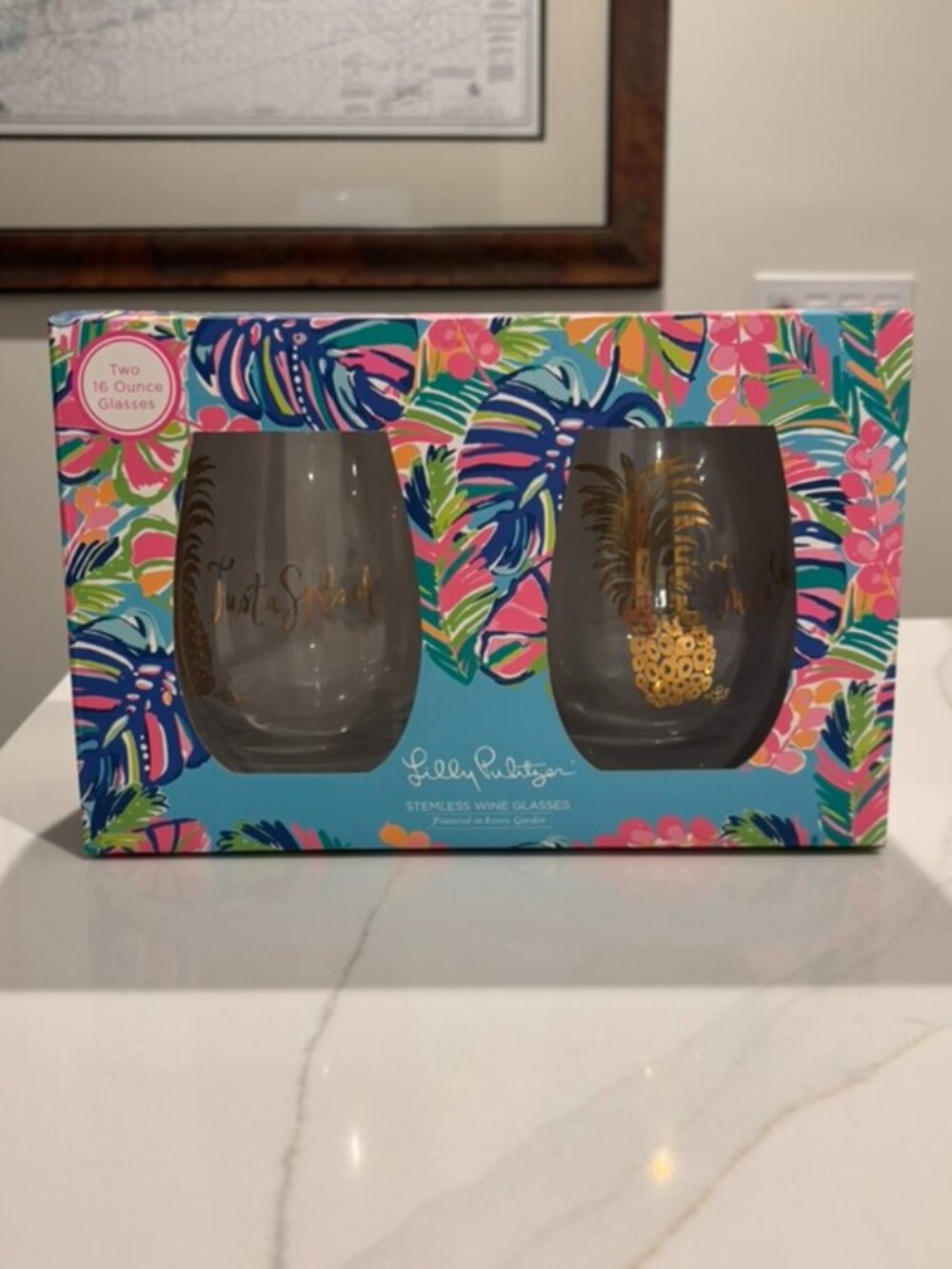 Lilly Pulitzer Lovers Coral Stemless Wine Glasses